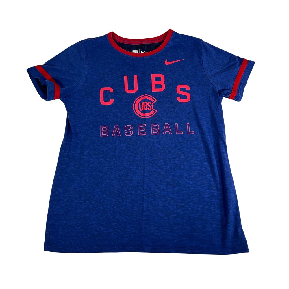 Nike Chicago Cubs Baseball Dri-FIT T-Shirt‎ Womens Medium Blue Cooperstown Tee